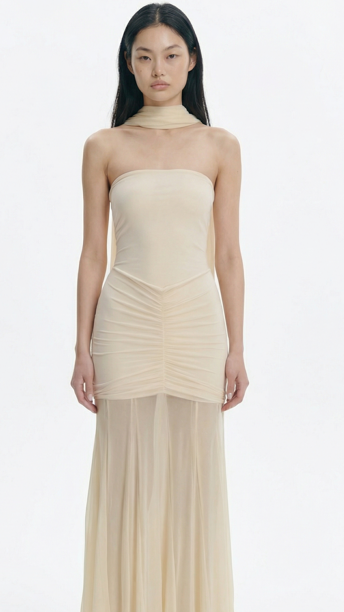 Ivory Draped Siren Gown
