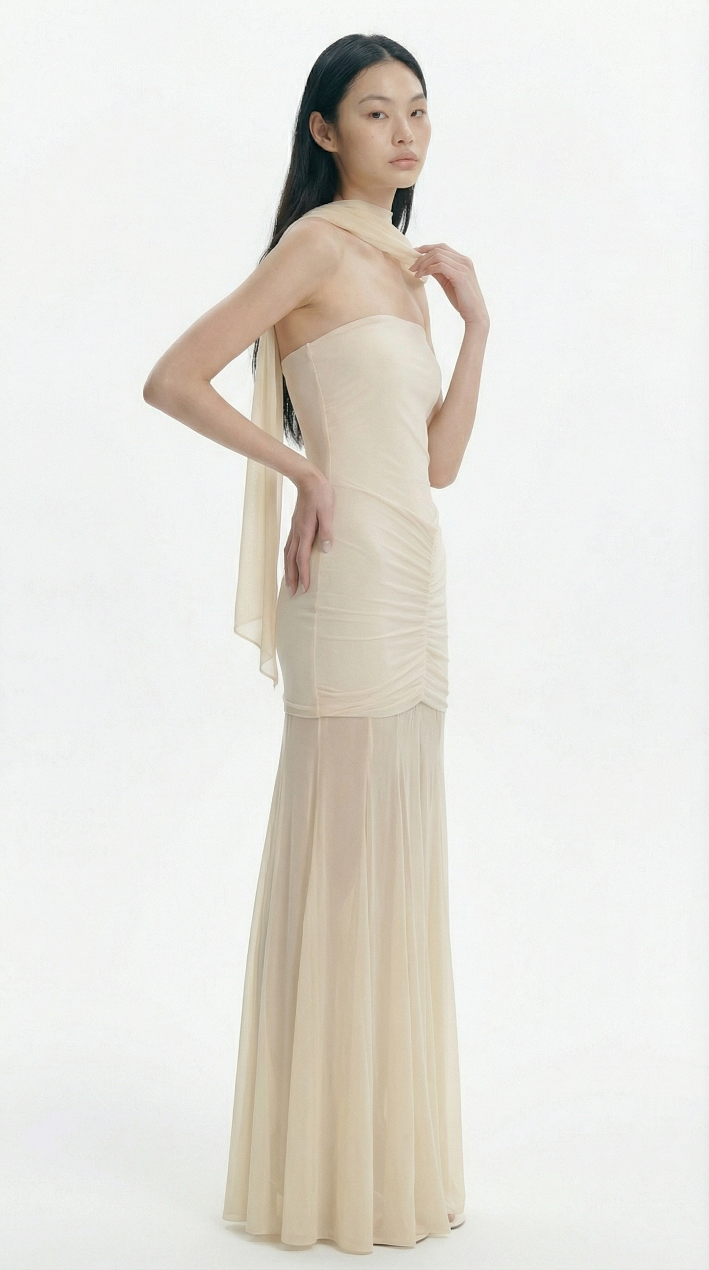 Ivory Draped Siren Gown
